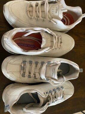 Skechers White Low-Top Memory Foam Sneakers